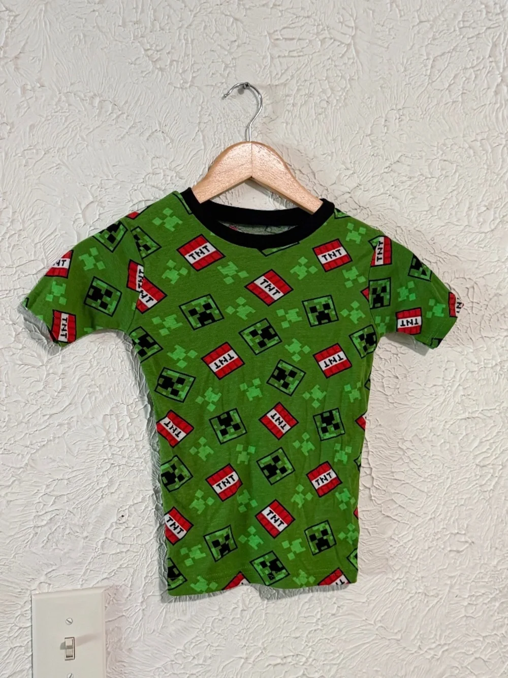 Minecraft Boys Creeper TNT Pajama Set Size 10 Green Cotton